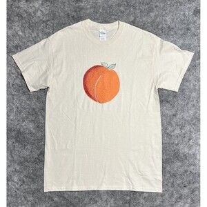 PEACH Fruit T-Shirt Women’s M Cream 100% Cotton Georgia Peach Raised Novelty